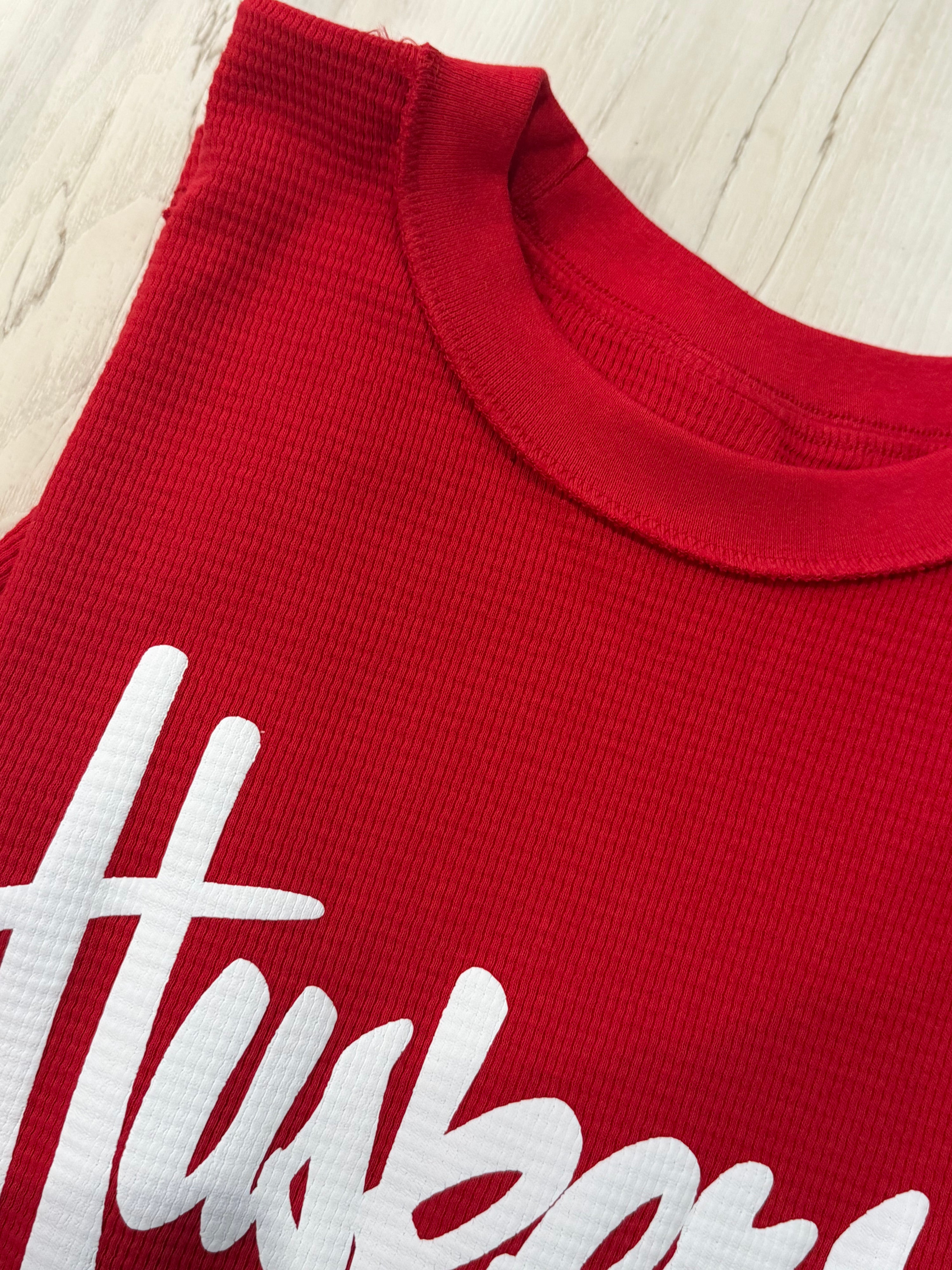 Huskers Inside Out Waffle Knit LS Tee