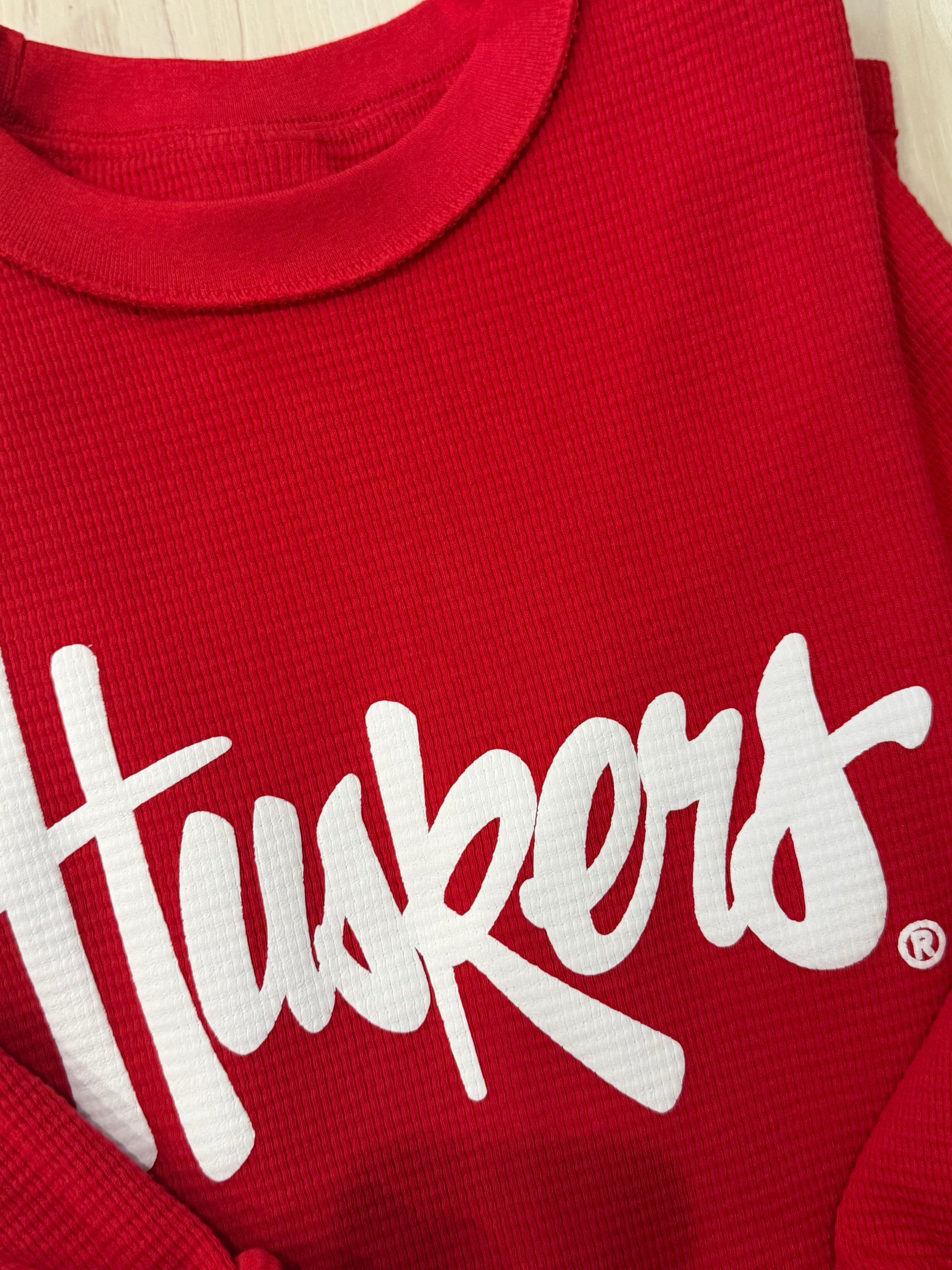 Huskers Inside Out Waffle Knit LS Tee