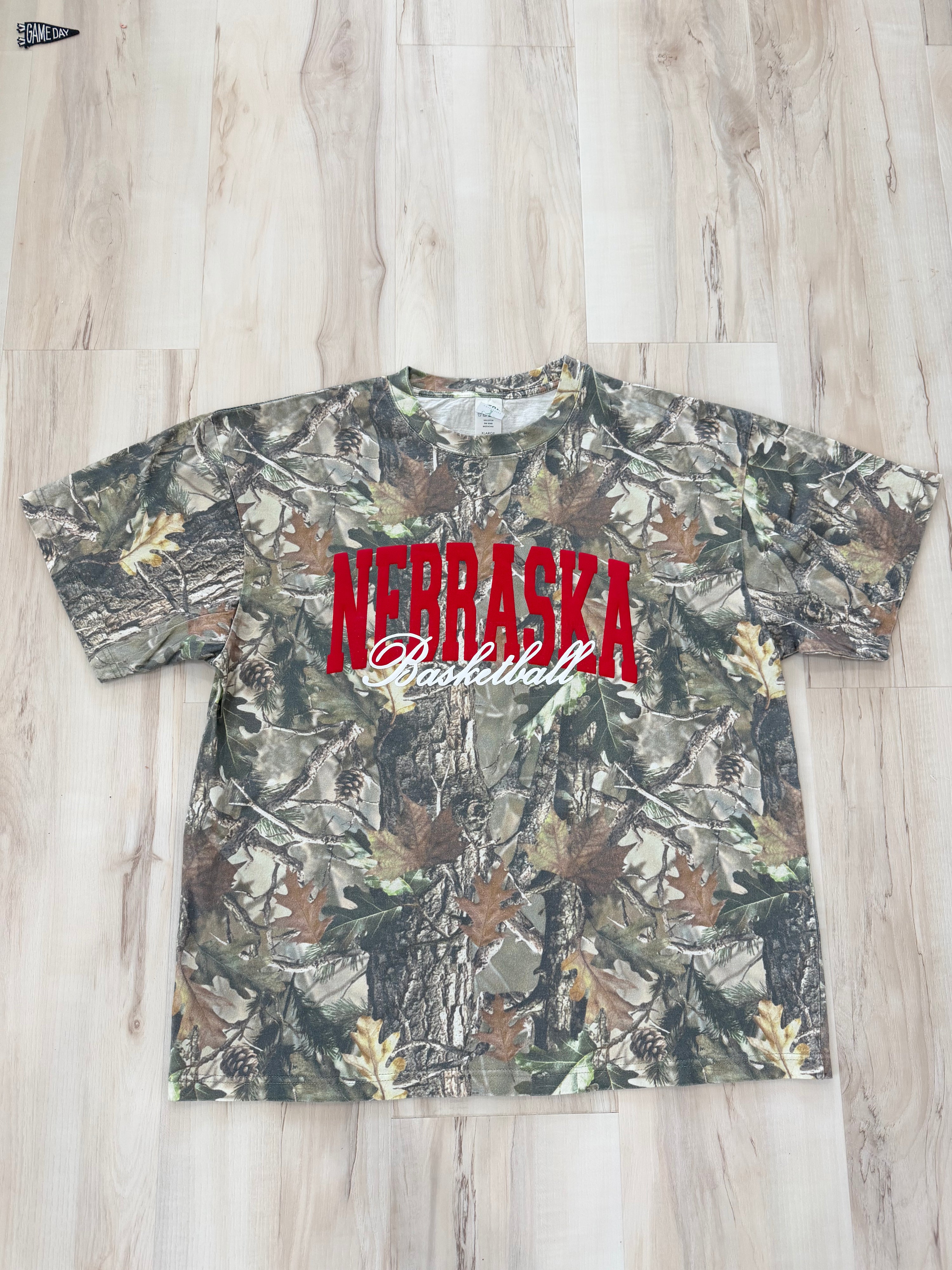 Nebraska Basketball Tee - Camo