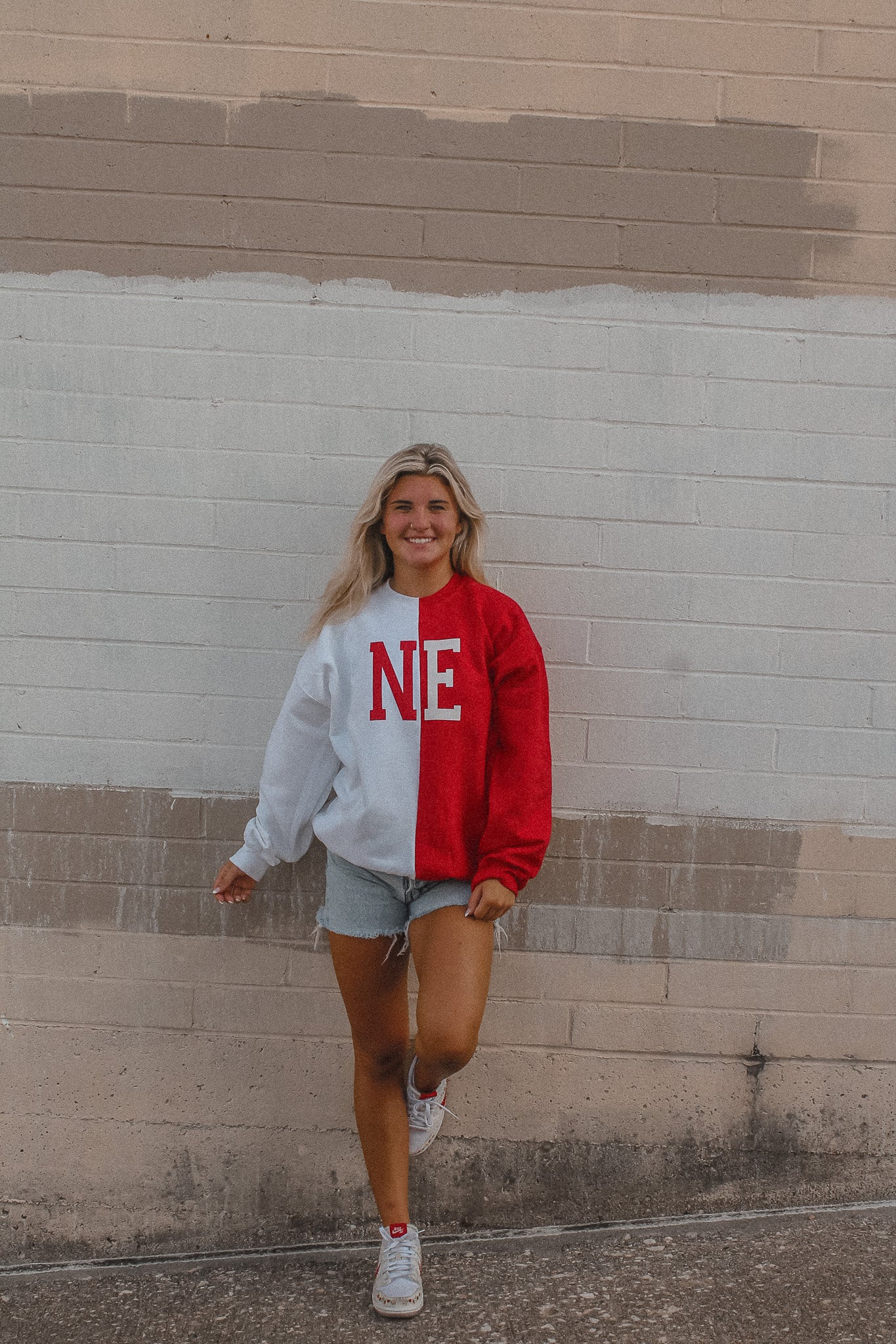 NE Half and Half Crew - Red