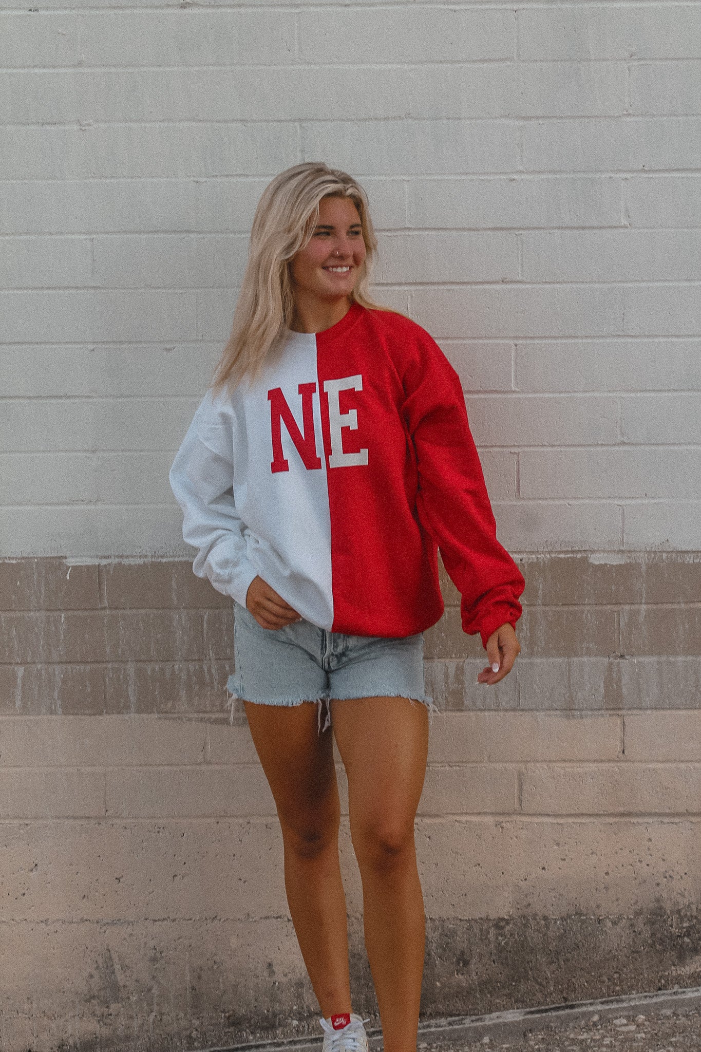 NE Half and Half Crew - Red