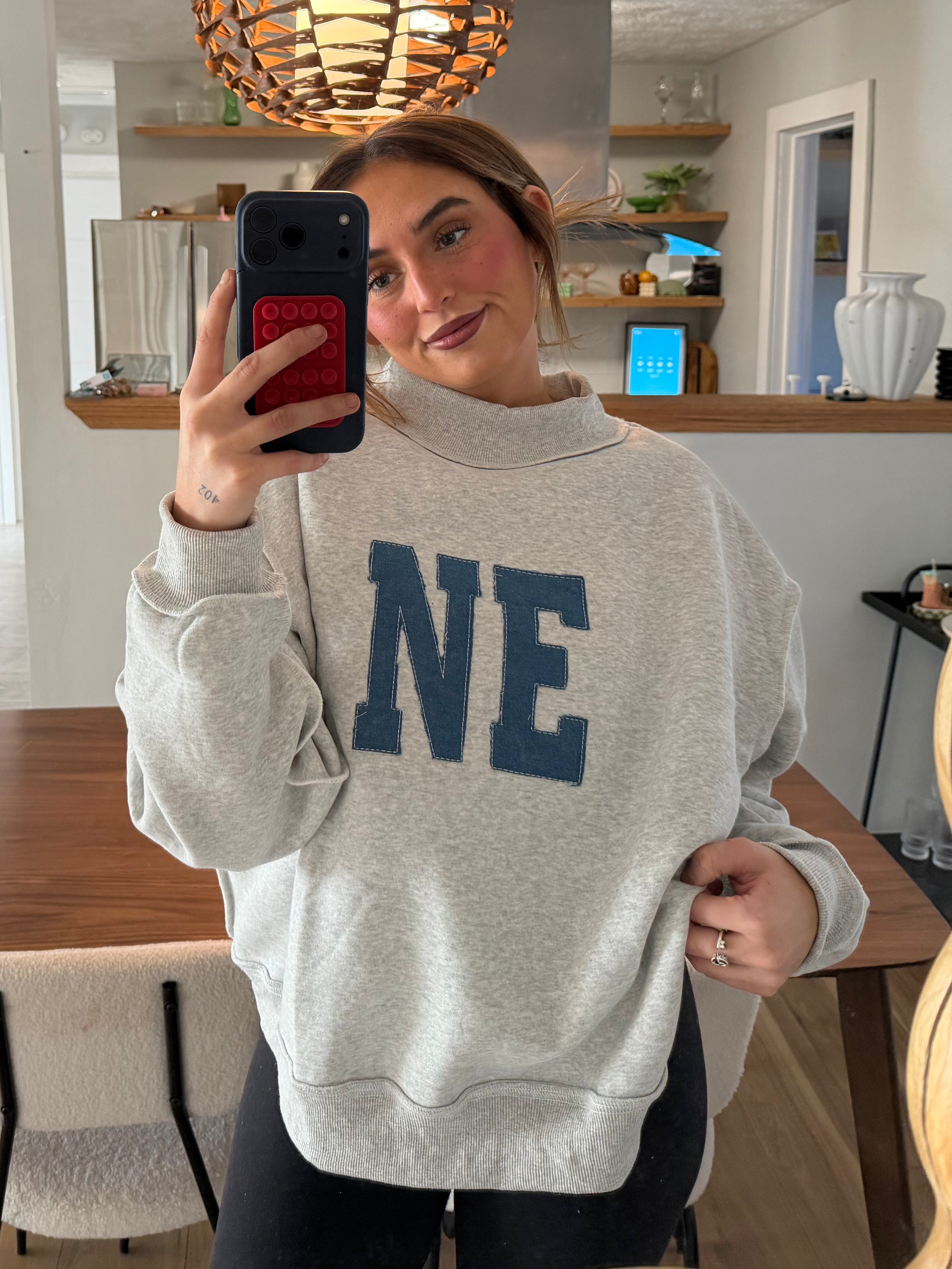 custom denim mockneck