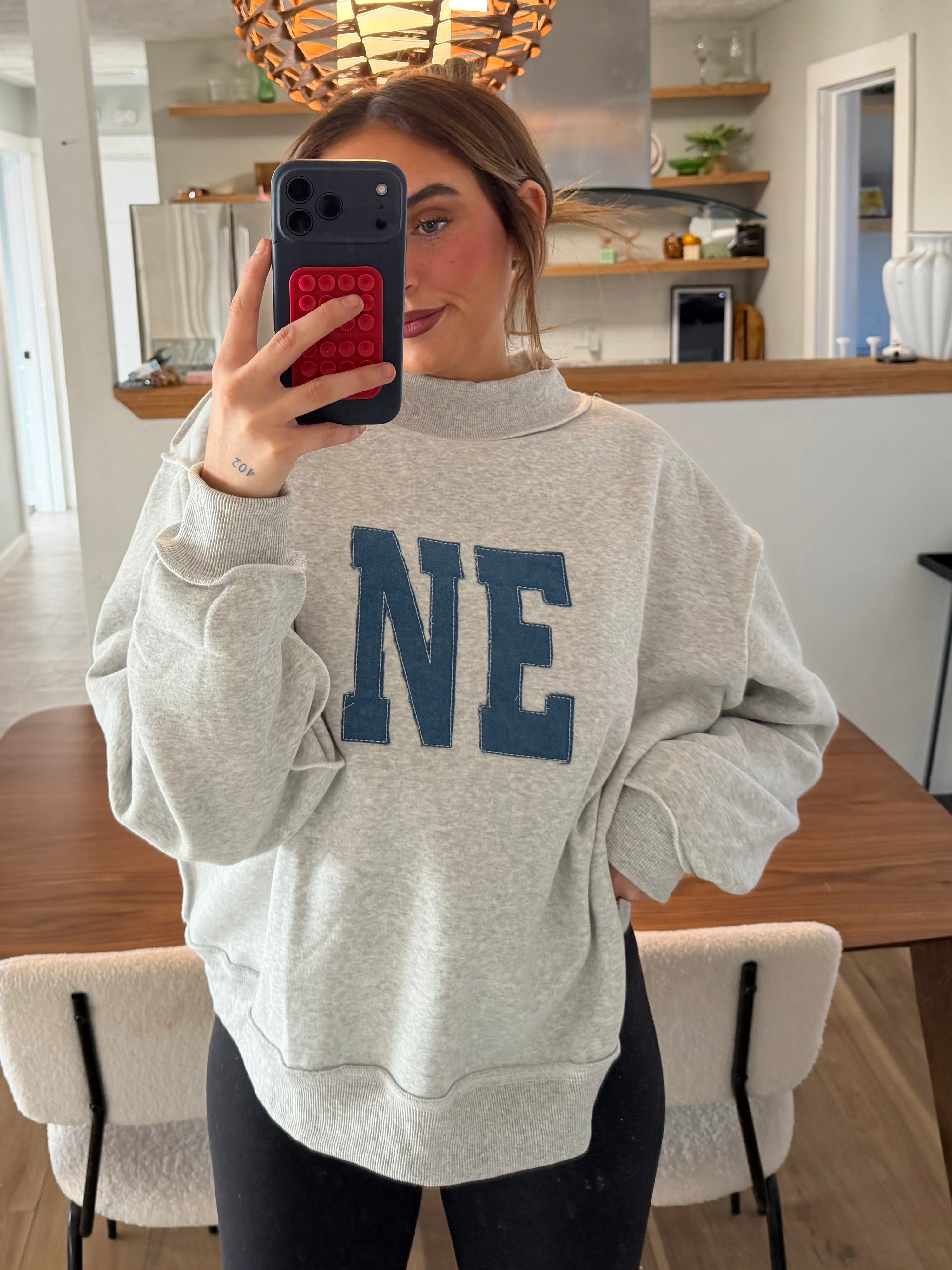 custom denim mockneck