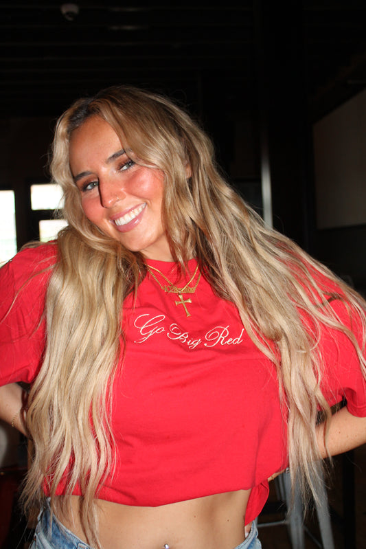 Go Big Red Embroidered Tee