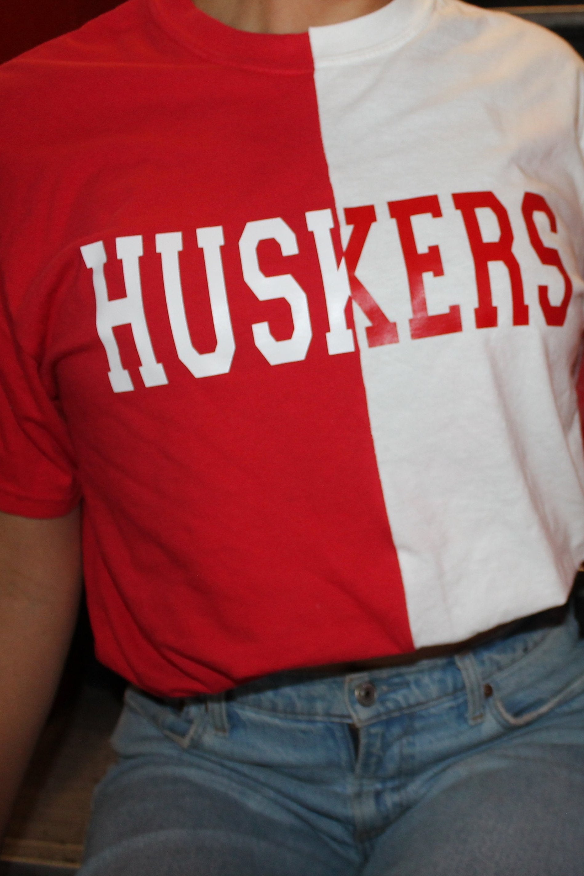 Huskers Half and Half Tee - Red