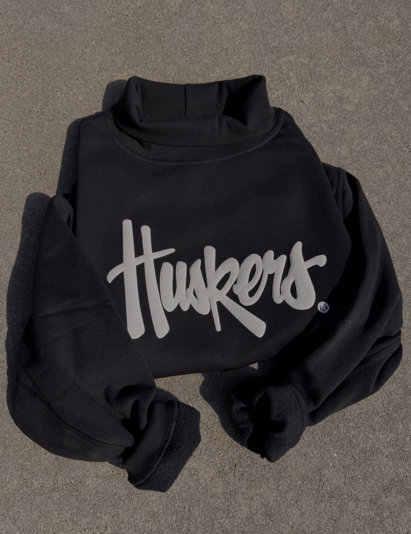Huskers Mock Neck Sweatshirt - Black