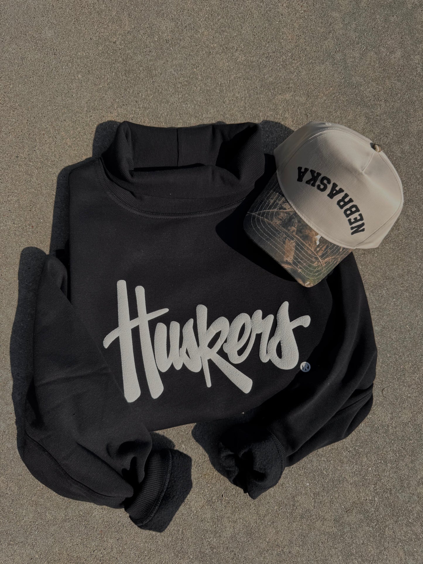 Huskers Mock Neck Sweatshirt - Black