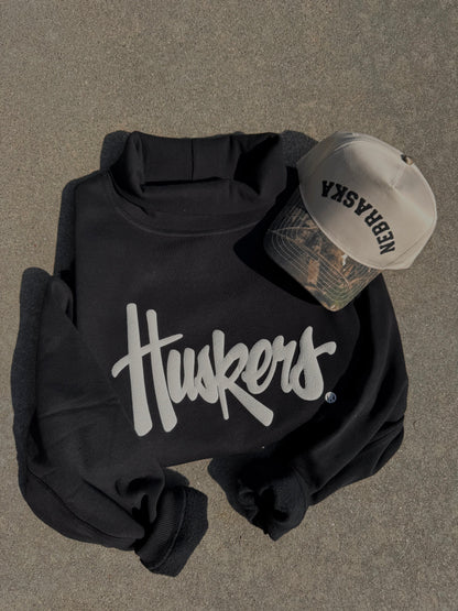 Huskers Mock Neck Sweatshirt - Black