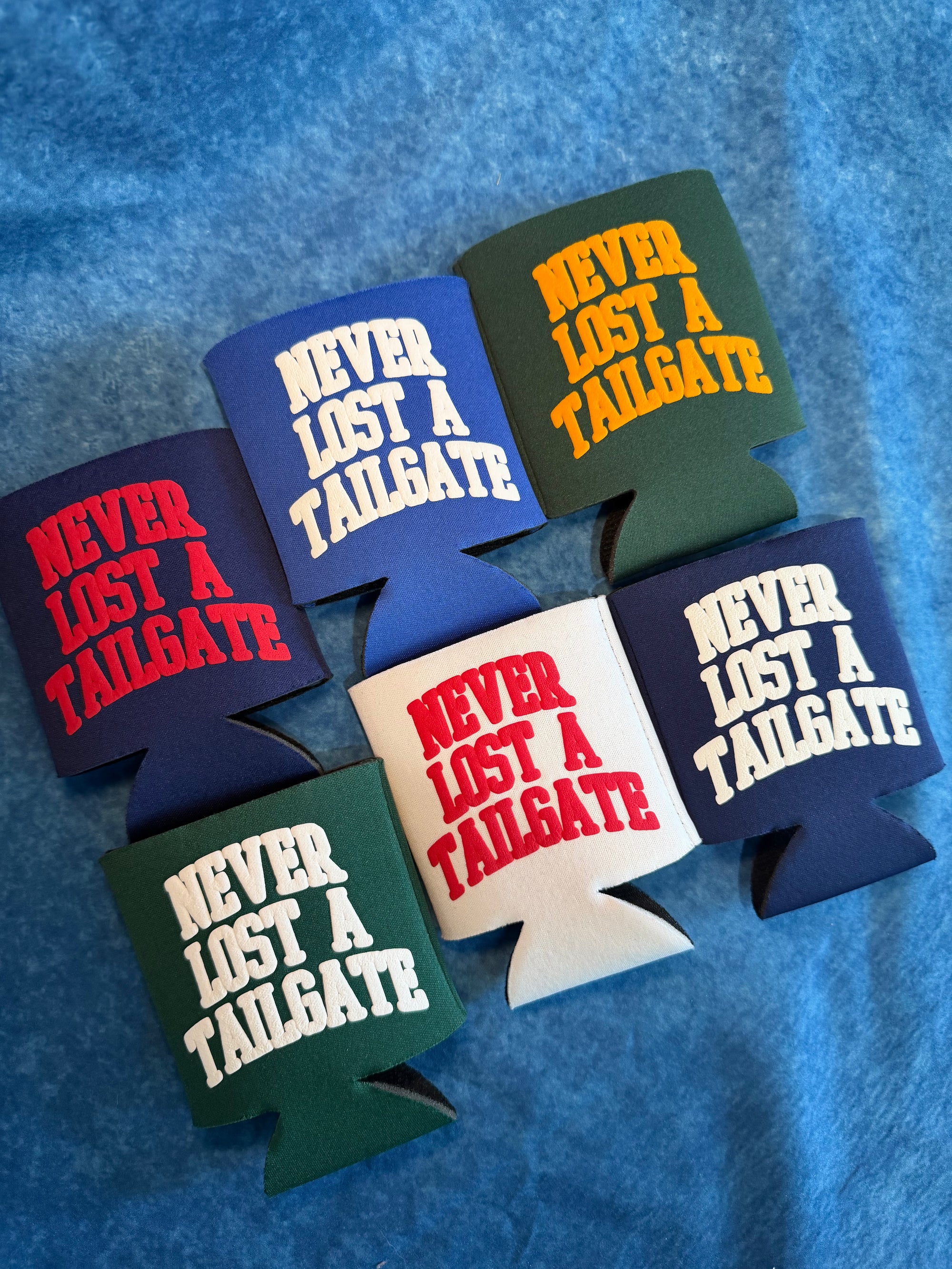 never lost a tailgate koozie