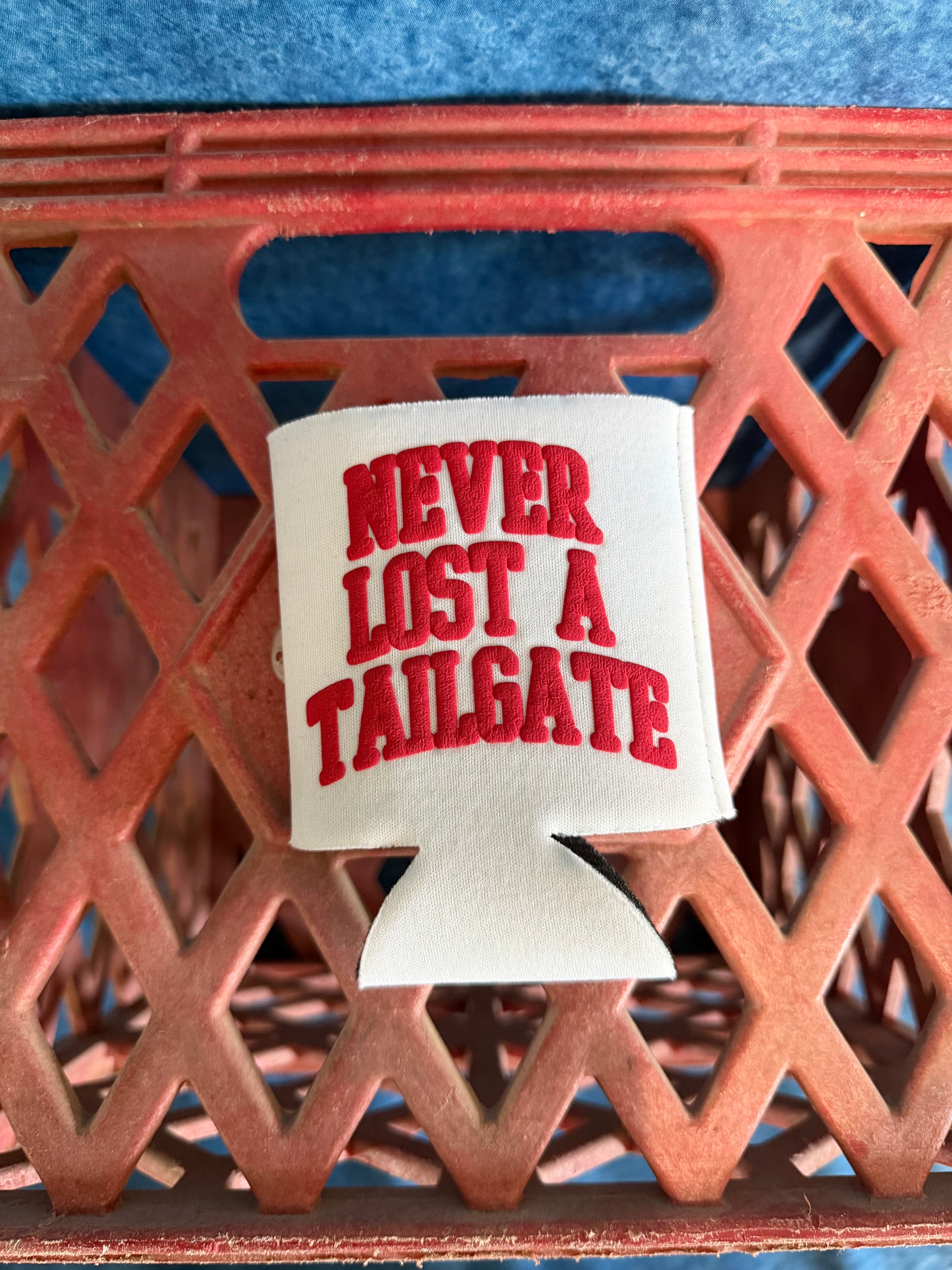never lost a tailgate koozie