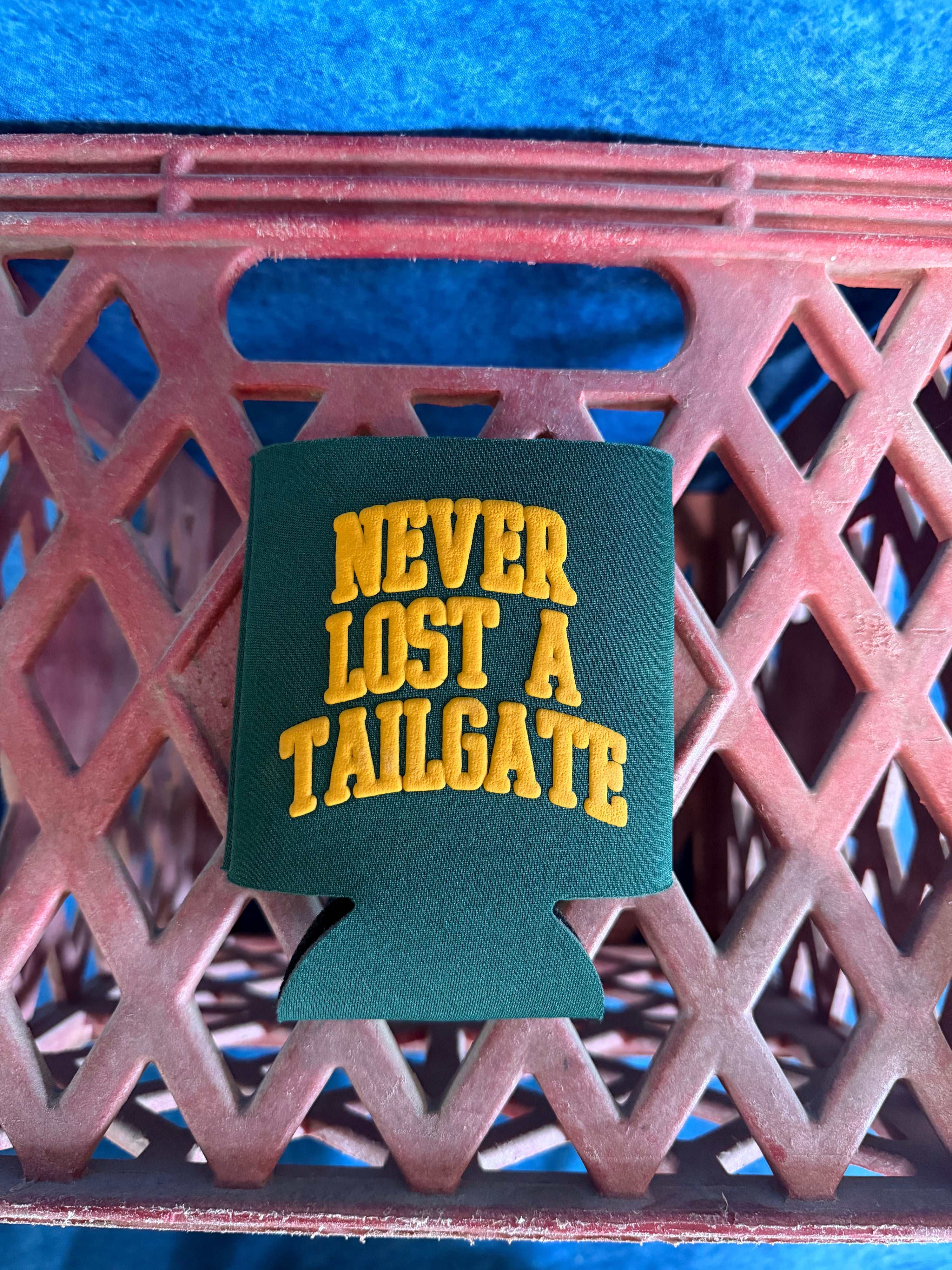 never lost a tailgate koozie