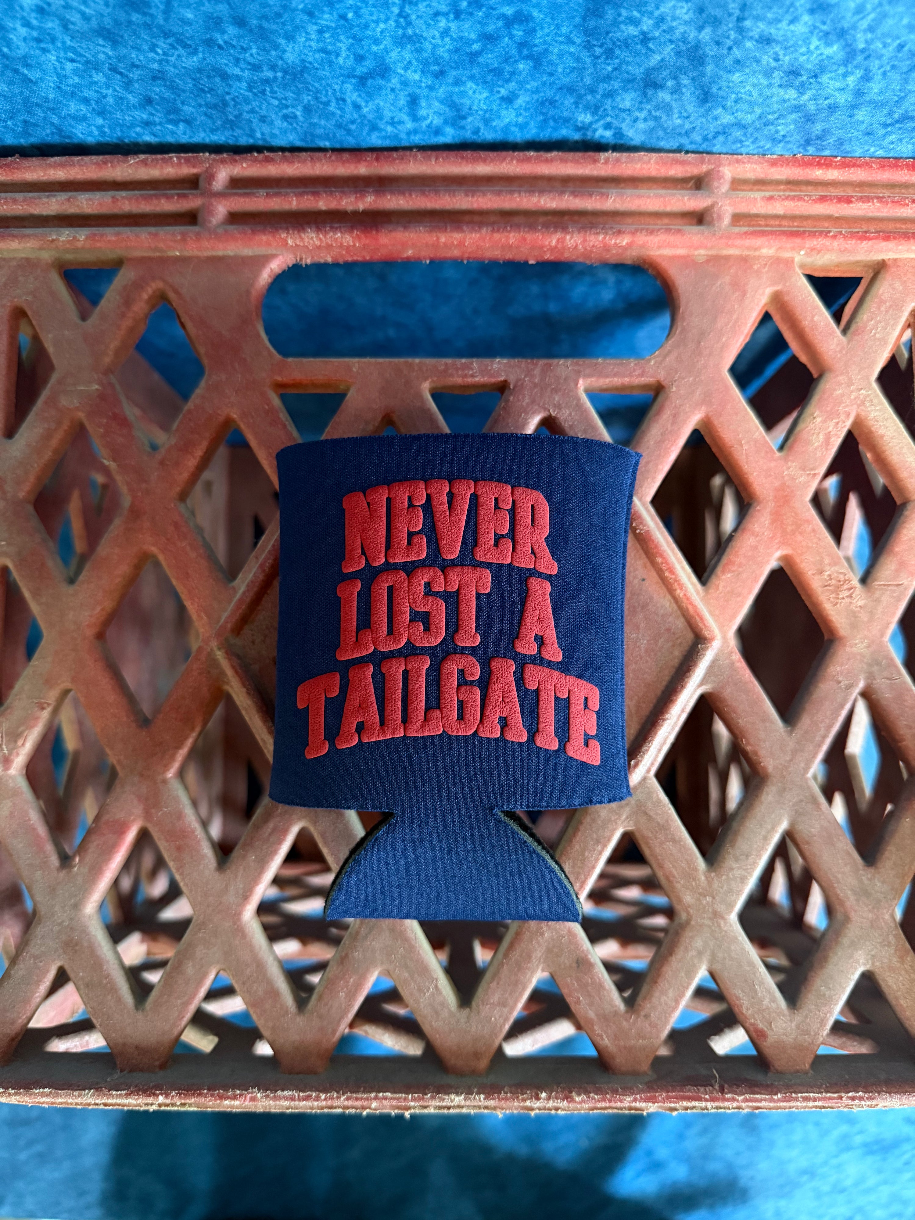 never lost a tailgate koozie