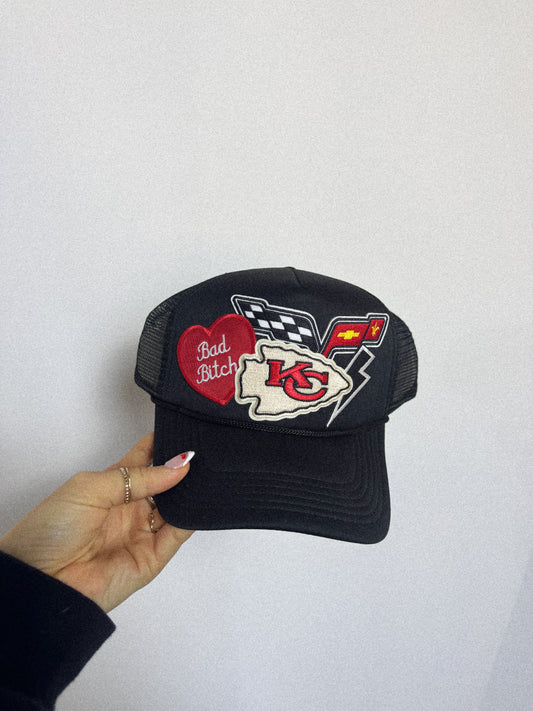 kc bad b trucker hat - black