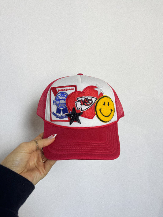 kc pabst trucker hat - red