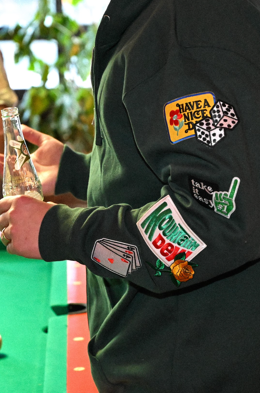 lucky charm patched full zip hoodie