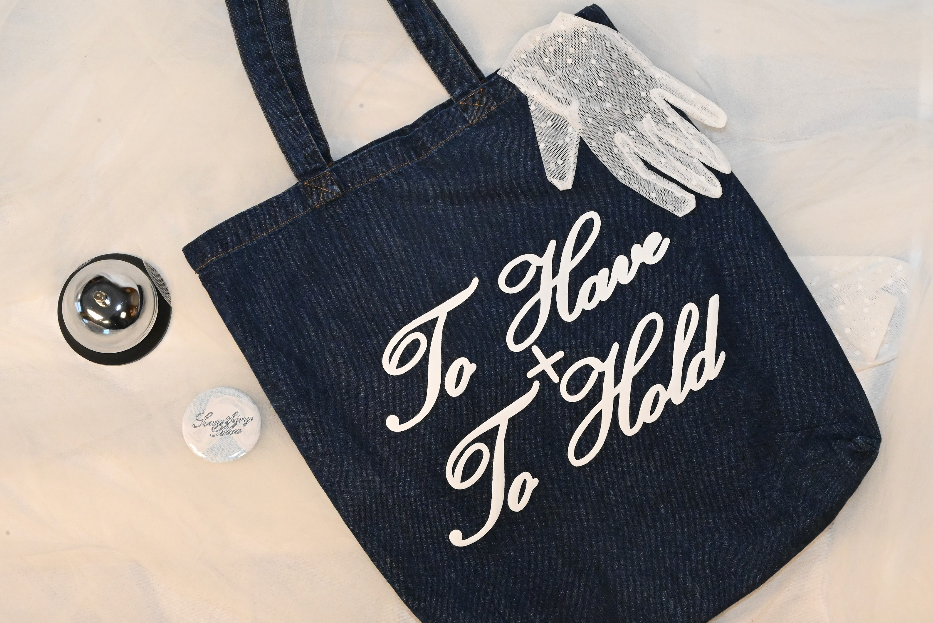 to have + to hold denim tote bag