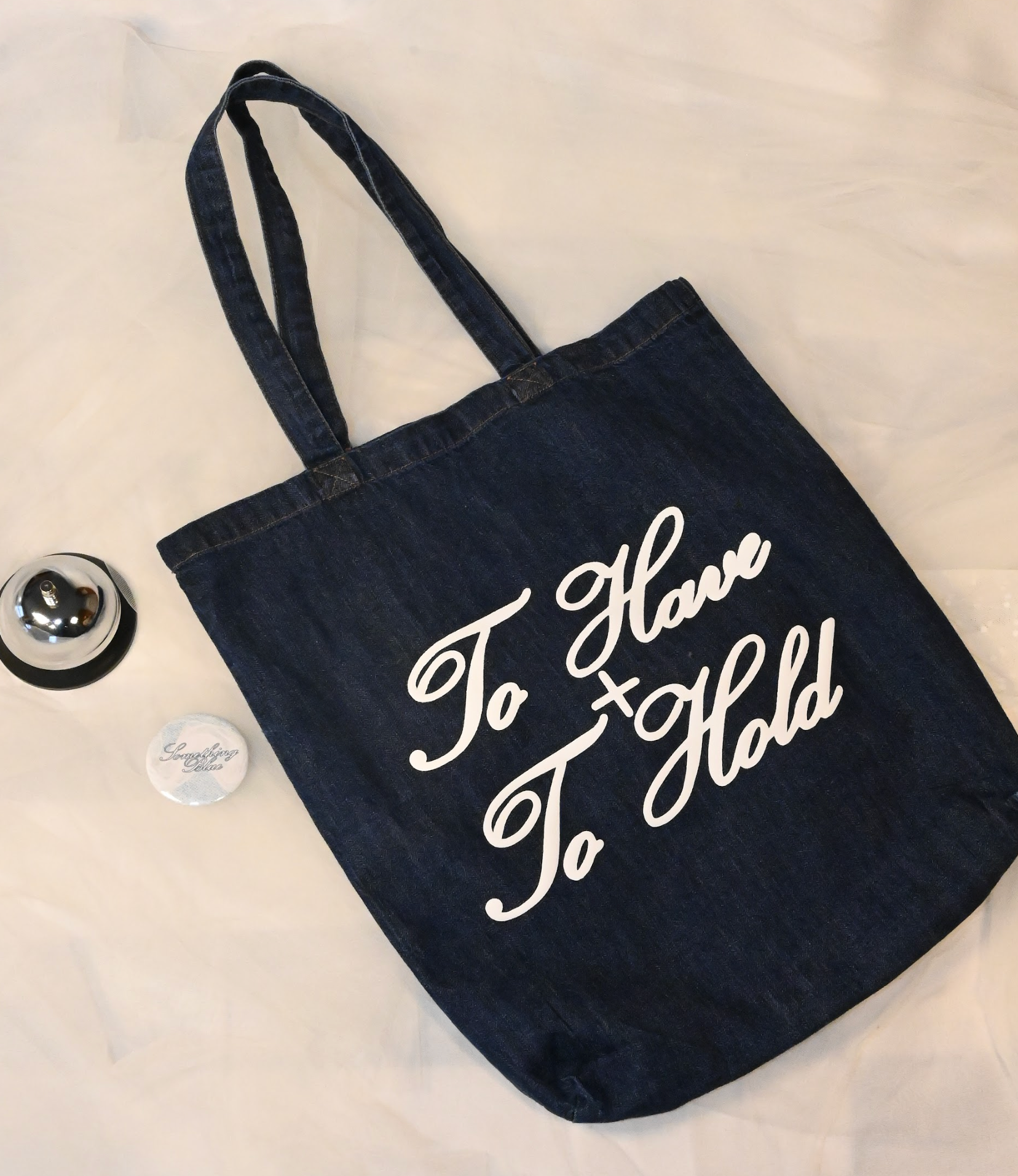 to have + to hold denim tote bag