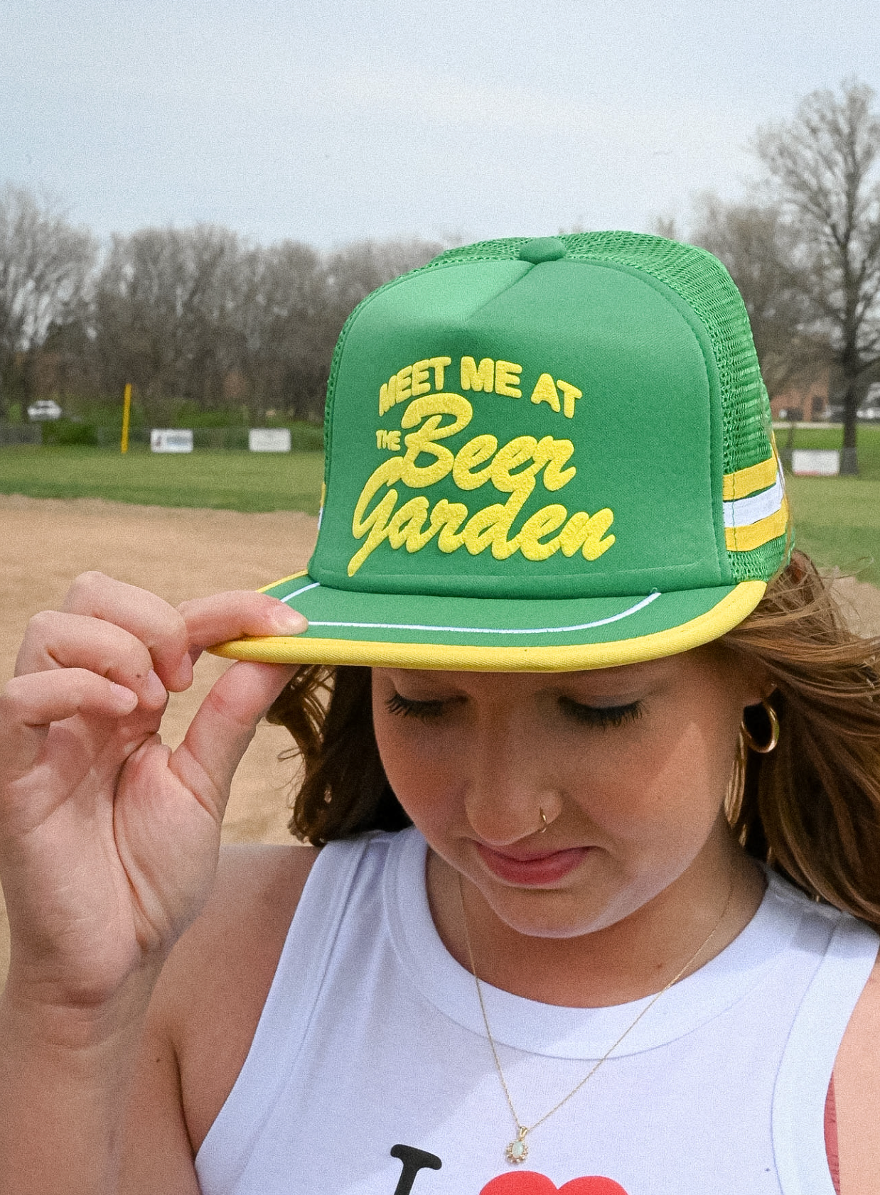 meet me at the beer garden trucker hat
