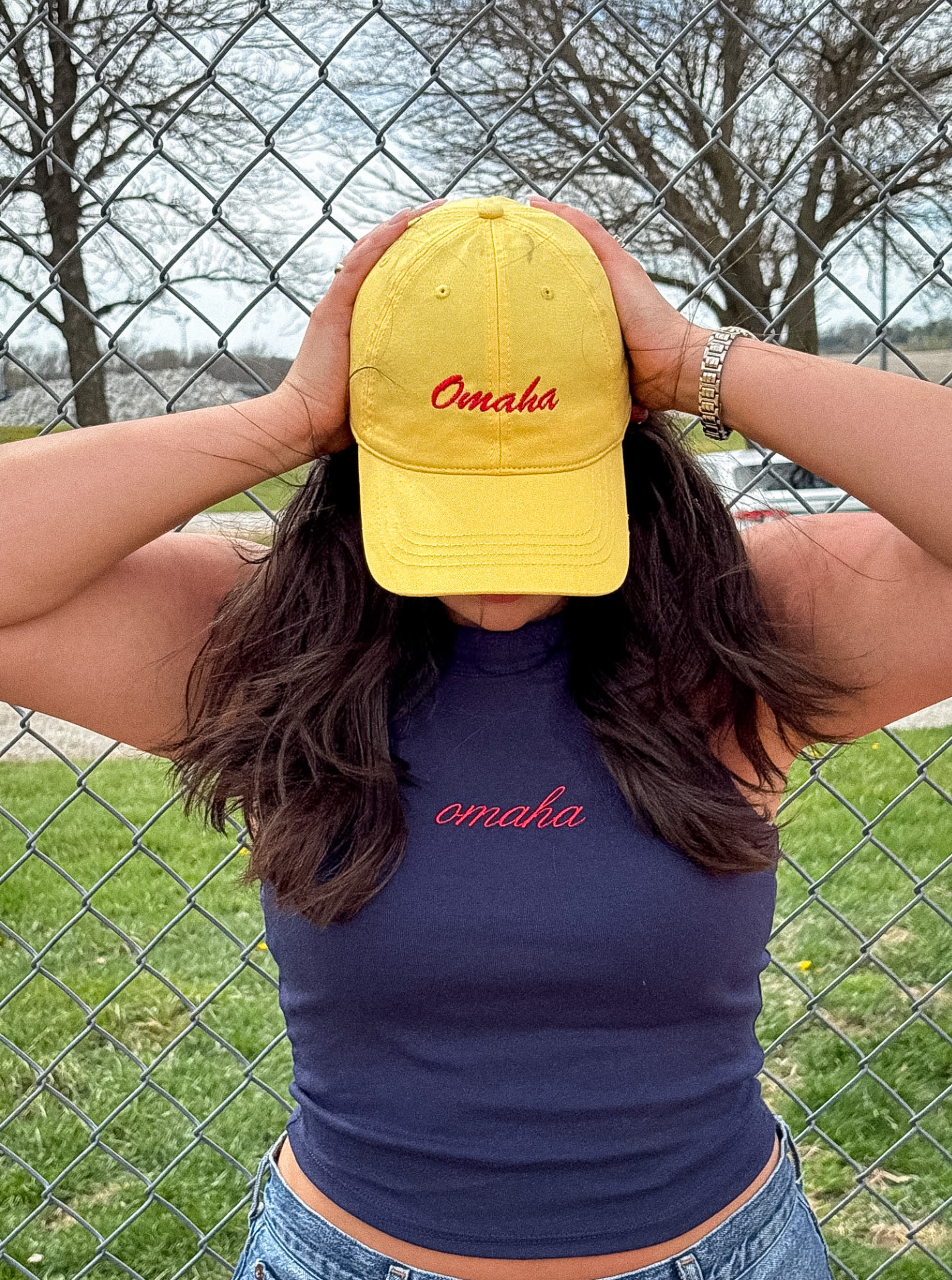 omaha embroidered tank - navy