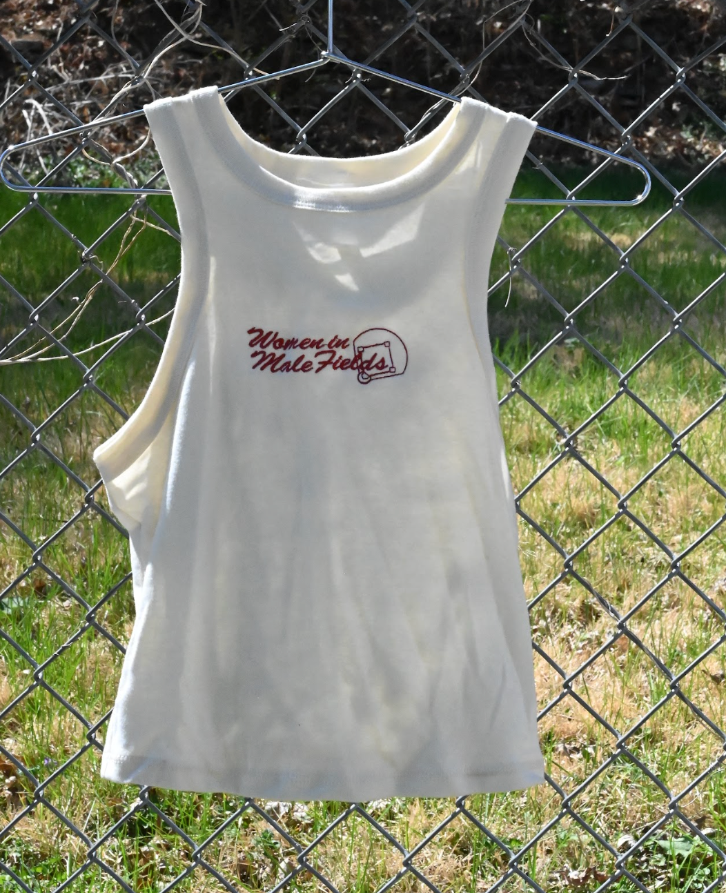 women in male fields tank - bone
