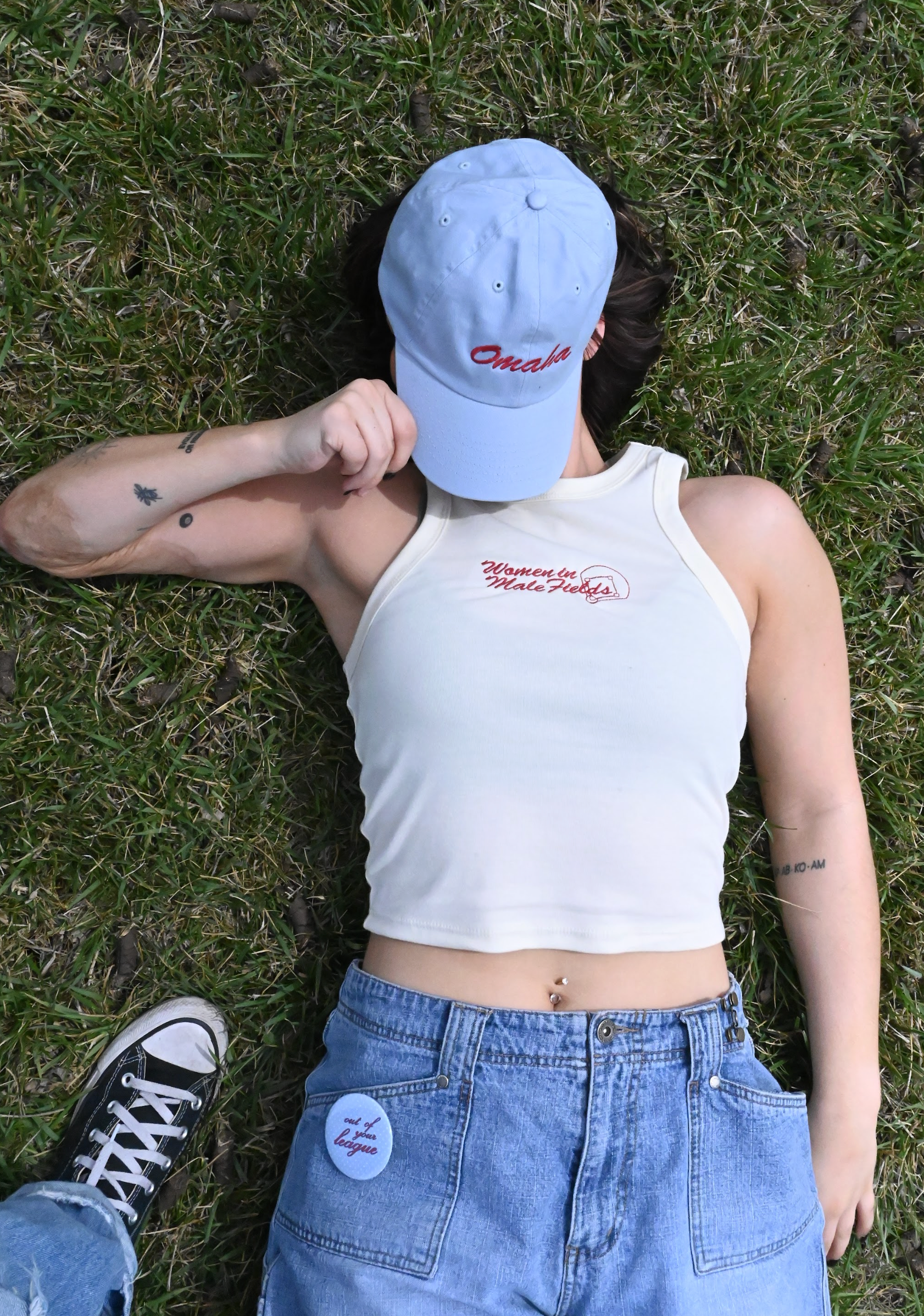 women in male fields tank - bone
