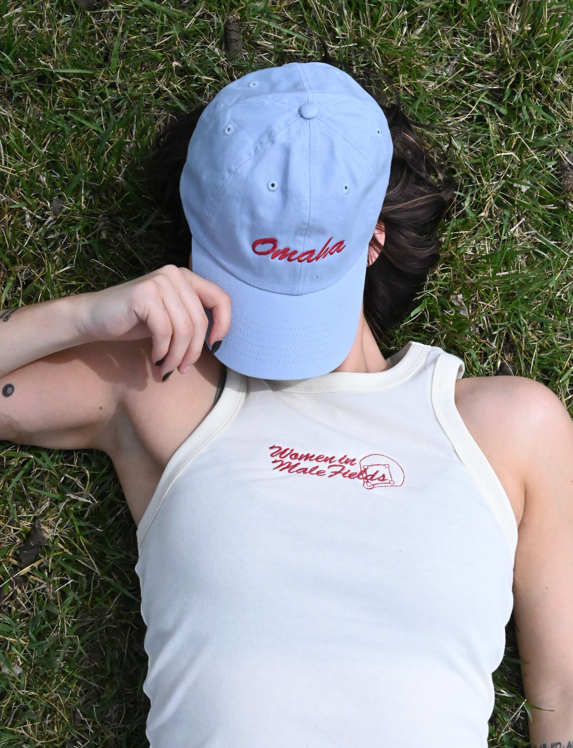 women in male fields tank - bone