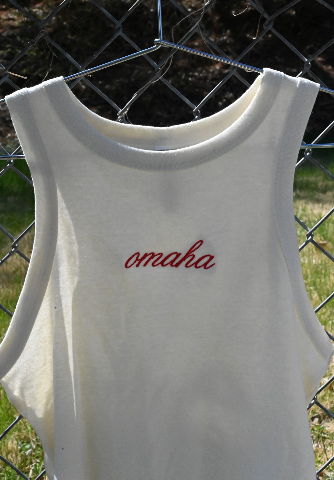 omaha embroidered tank - ivory