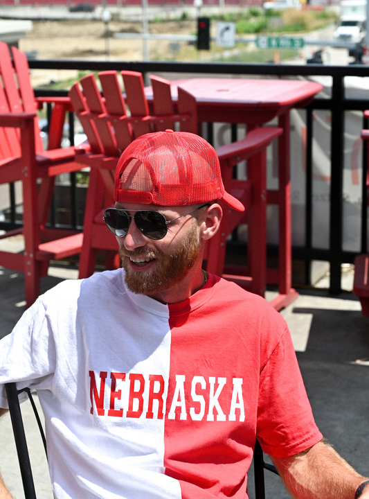 Nebraska Half and Half Tee - Red