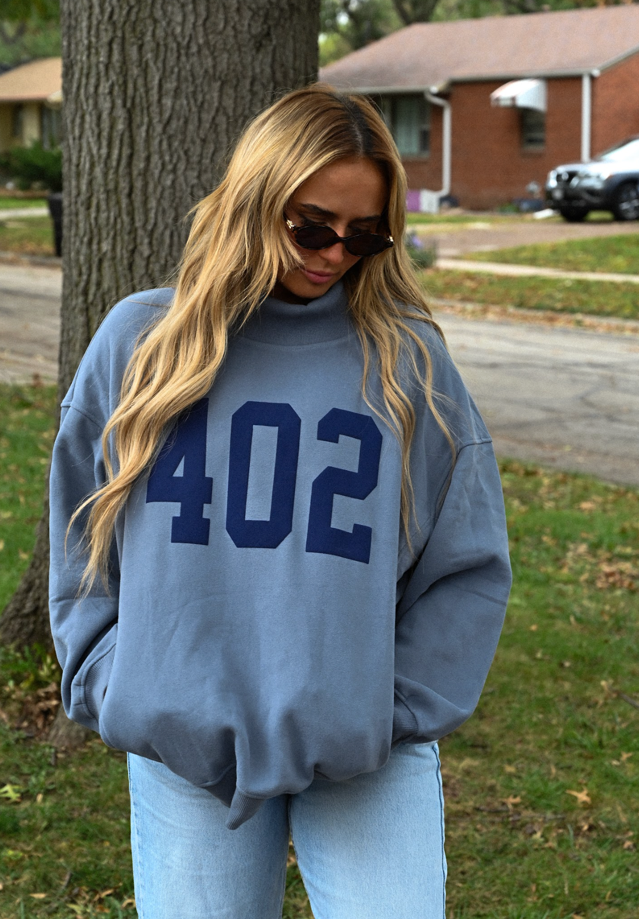 402 mock neck - blue