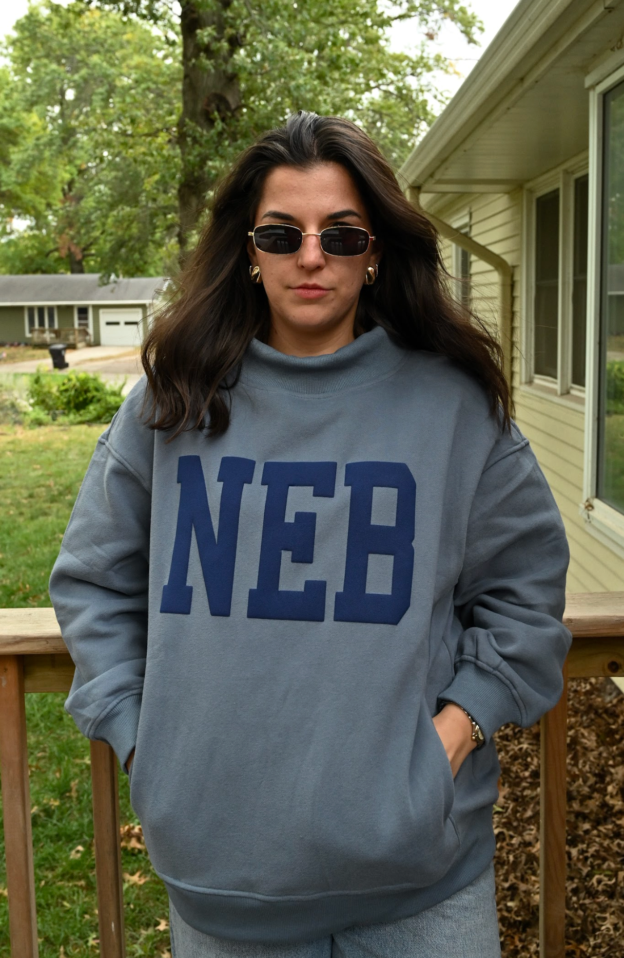 NEB mock neck - blue