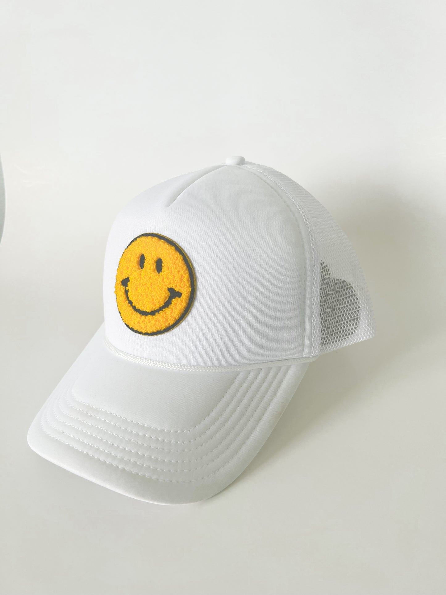 Smiley Trucker Hat - White