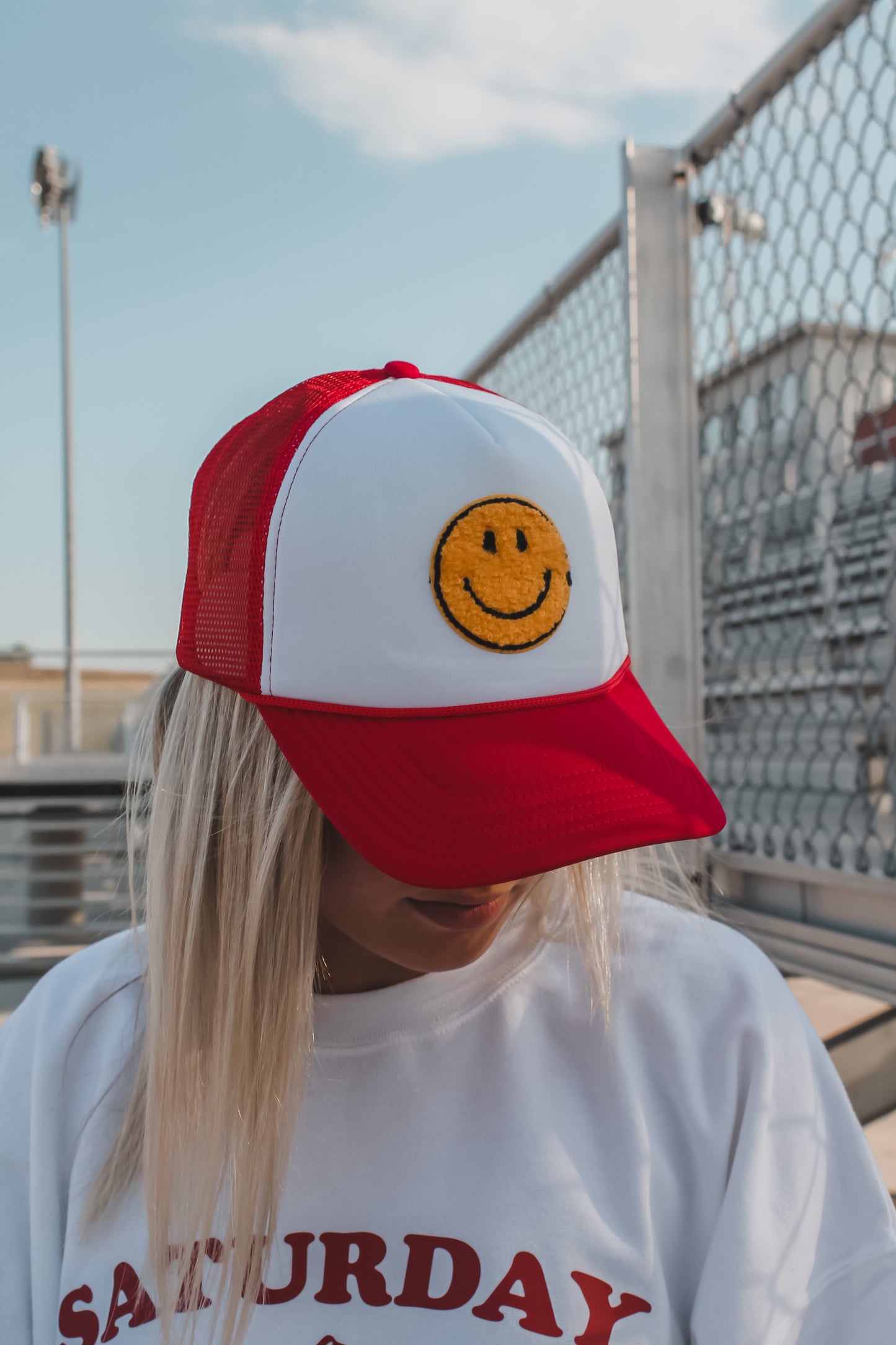 Smiley Trucker Hat - Red