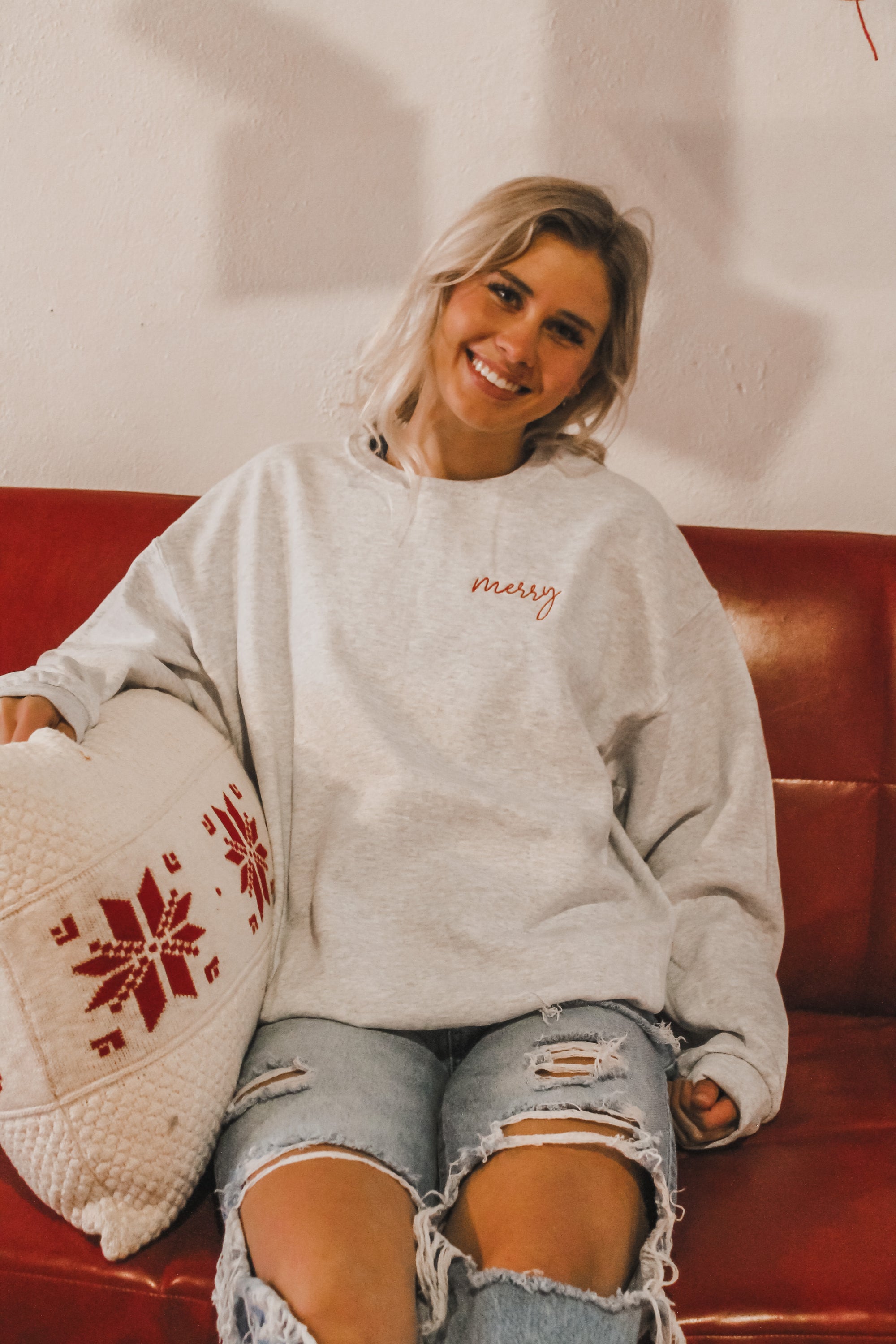 Merry Embroidered Crew