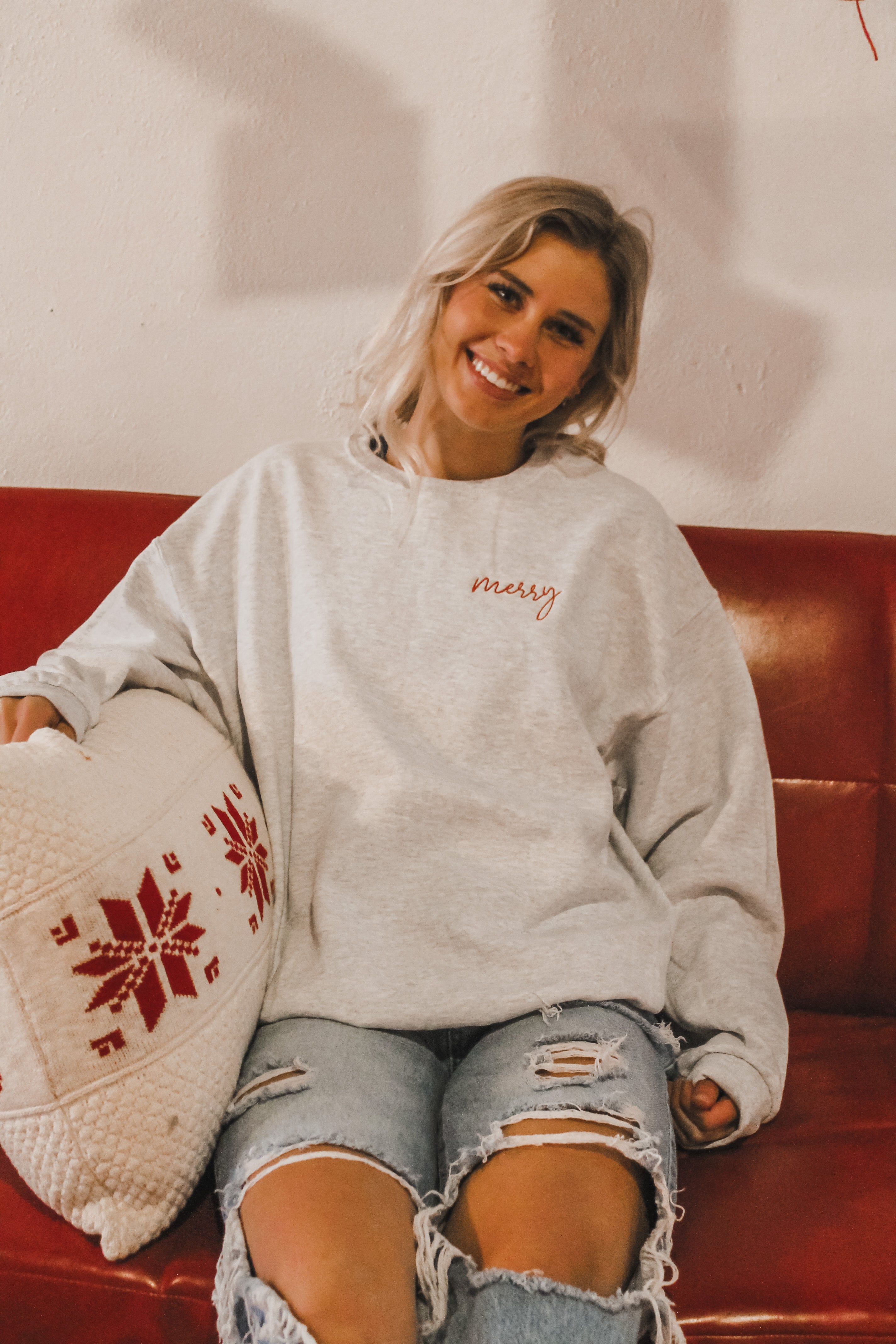 Merry Embroidered Crew
