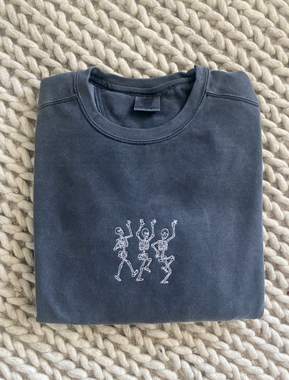 Embroidered Dancing Skeletons Crew