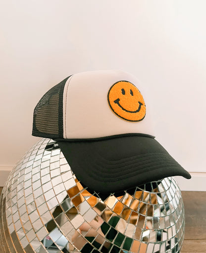 Smiley Trucker Hat - B&W